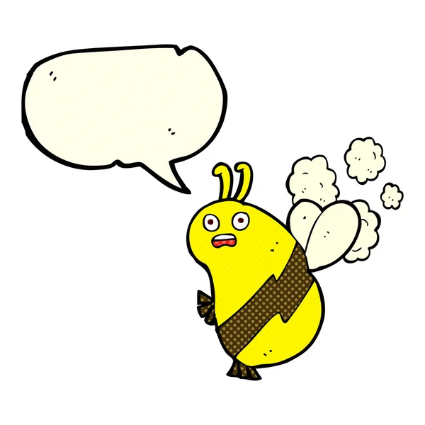 Drôle de dessin animé abeille avec bulle de parole — Image vectorielle