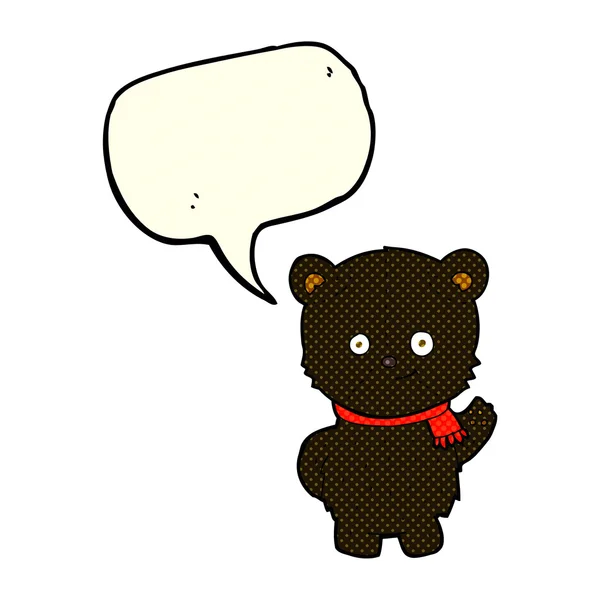연설 거품과 귀여운 만화 블랙 곰 — 스톡 벡터