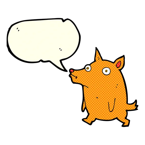Cartone animato divertente cagnolino con la bolla discorso — Vettoriale Stock