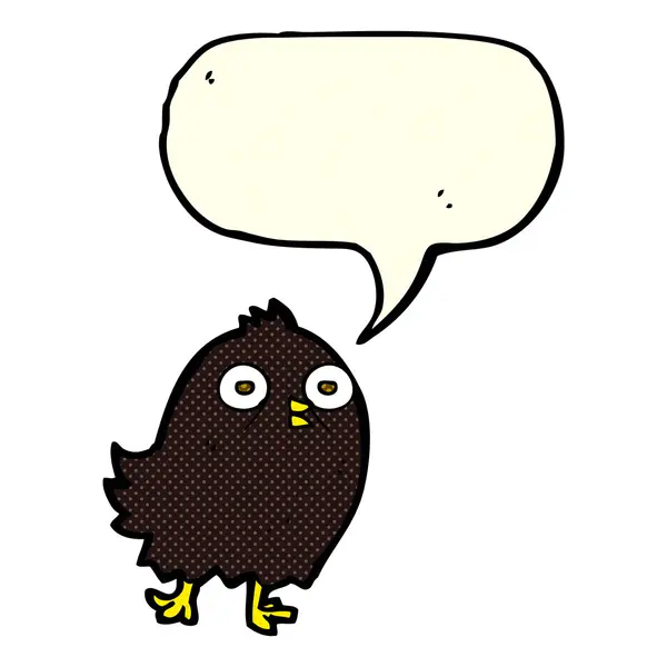 Αστείο πουλί κινουμένων σχεδίων με φούσκα ομιλία — Διανυσματικό Αρχείο