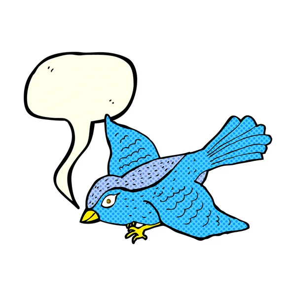 Cartoon fliegender Vogel mit Sprechblase — Stockvektor