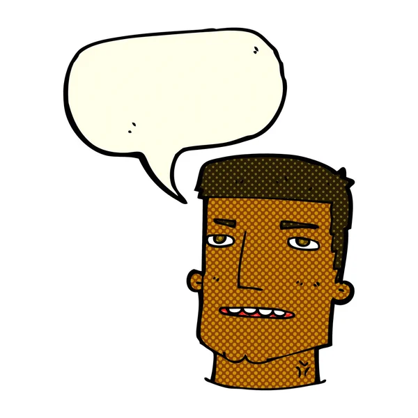 Cartone animato testa maschile con bolla discorso — Vettoriale Stock