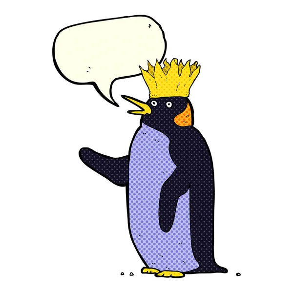 Pingwin Cesarski kreskówka macha z dymek — Wektor stockowy