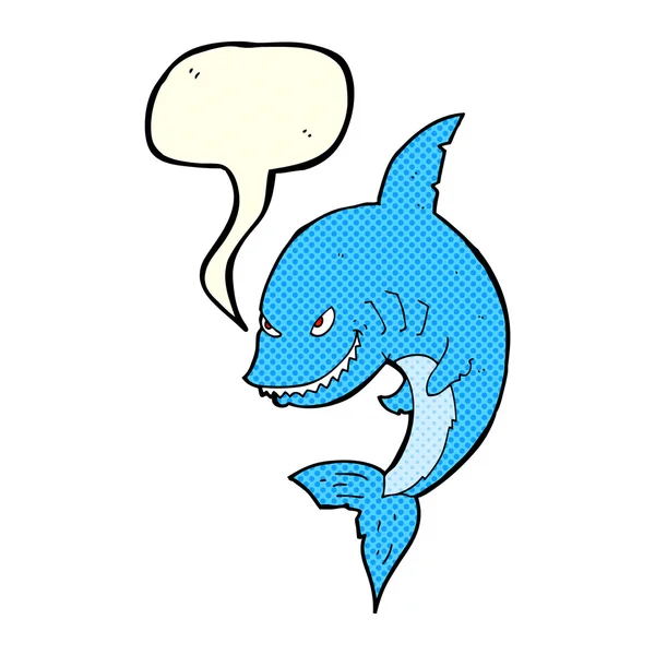 Drôle de requin dessin animé avec bulle de parole — Image vectorielle