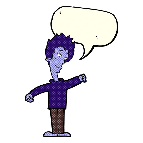 Cartoon vampire man with speech bubble — Stock Vector