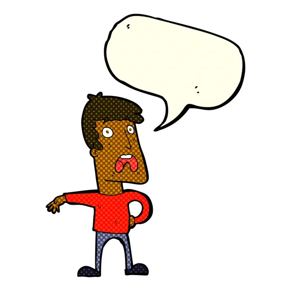 Cartoon complaining man with speech bubble — Stock Vector