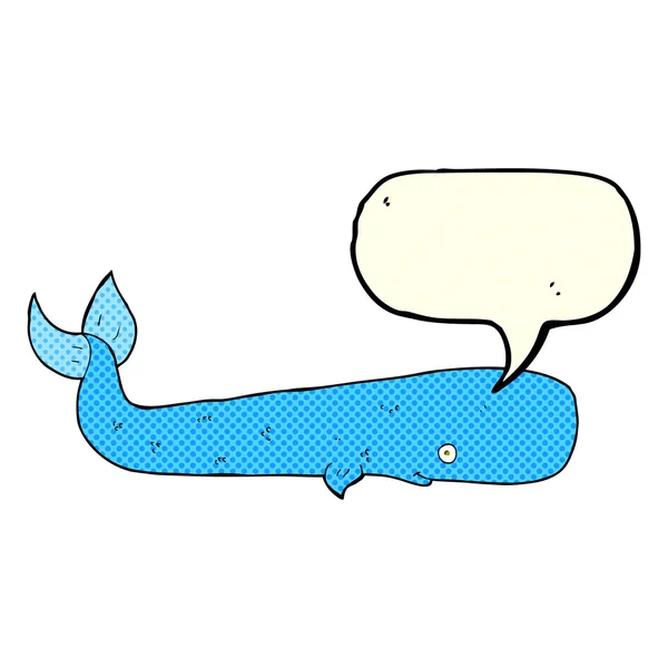 Cartoon walvis met spraakbel — Stockvector