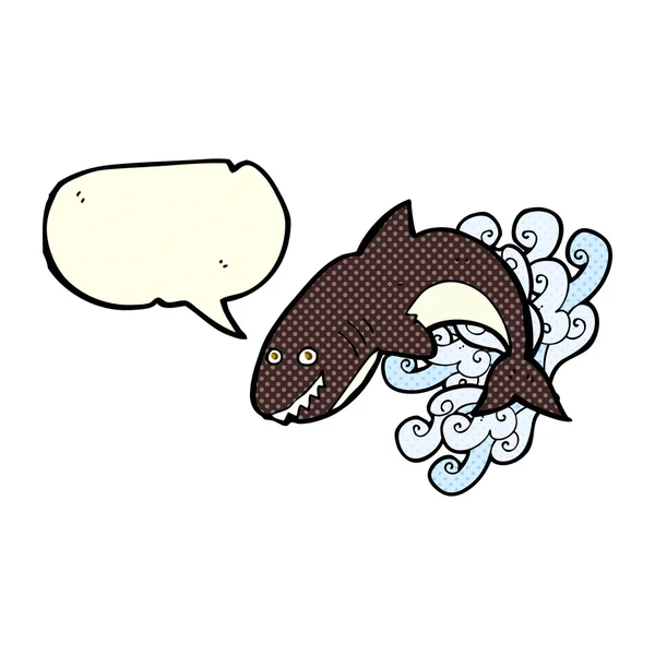 Requin dessin animé avec bulle de parole — Image vectorielle