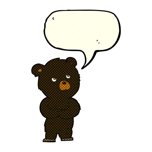 Karikatur Schwarzbärenjunges mit Sprechblase — Stockvektor