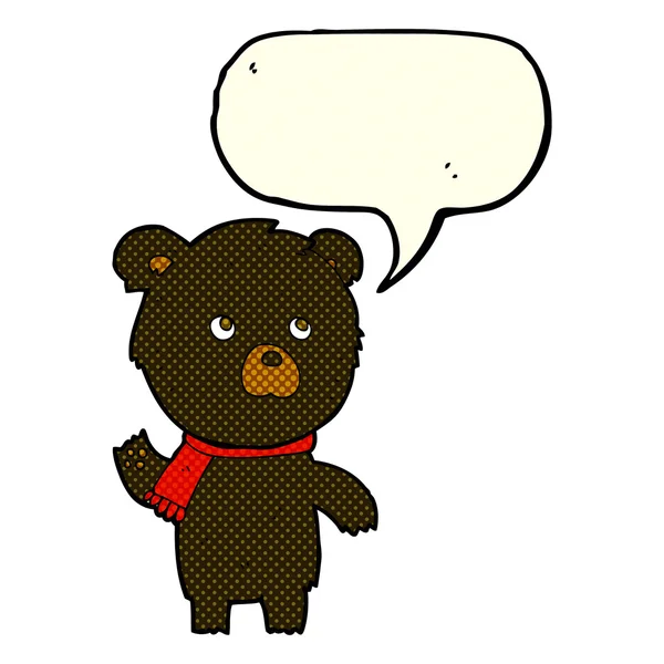 Cartoon cute black bear with speech bubble — Stock Vector