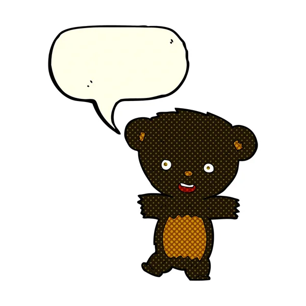 Rajzfilm teddy medve cub beszéd buborék — Stock Vector