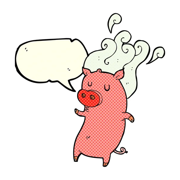 Porco cartoon fedorento com bolha de fala —  Vetores de Stock