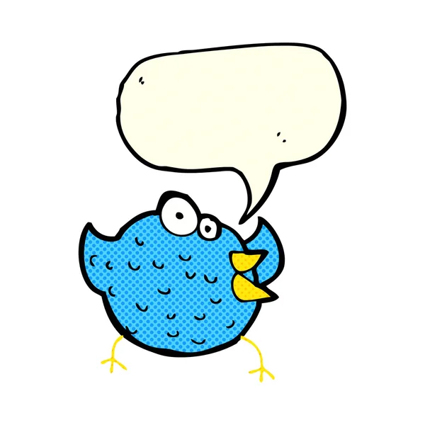 Tecknad glad fågel med tal bubbla — Stock vektor