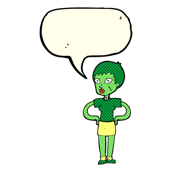 Dibujos animados chica de Halloween con burbuja de habla — Vector de stock