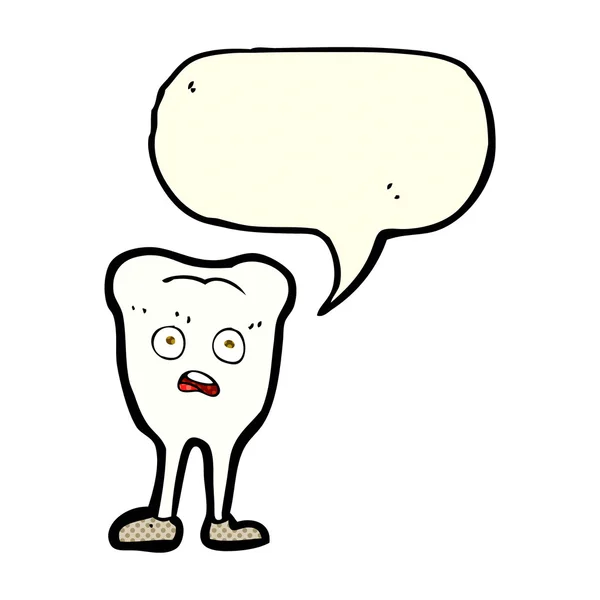 Cartoon vergeling tand met tekstballon — Stockvector