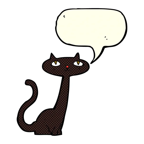 Dessin animé chat noir avec bulle de parole — Image vectorielle