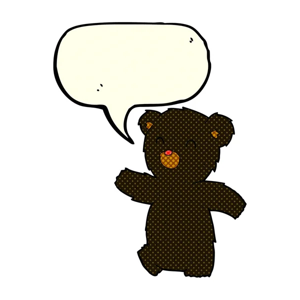 Ours noir dessin animé avec bulle de parole — Image vectorielle