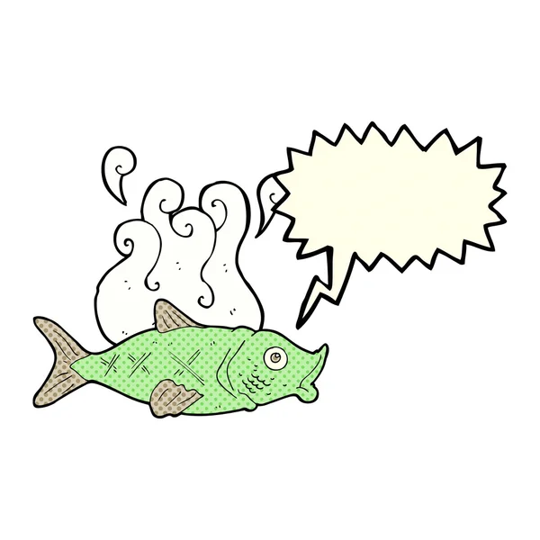 Karikatür konuşma balonu kokulu balıkla — Stok Vektör