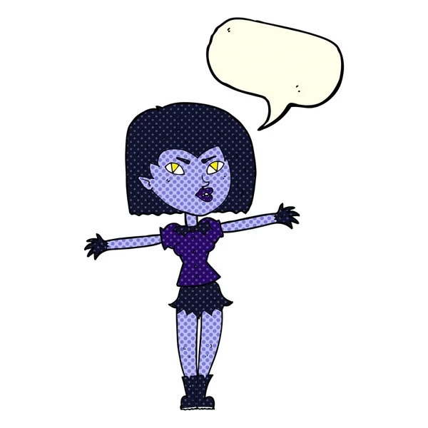 Cartoon-Vampirmädchen mit Sprechblase — Stockvektor