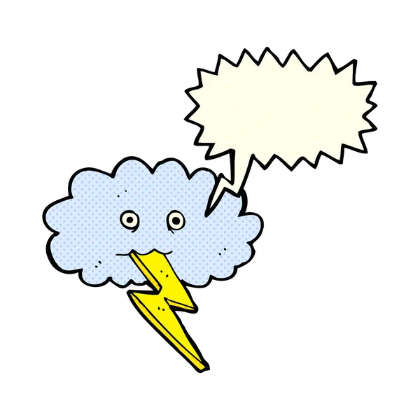 Cartoon bliksemschicht en cloud met tekstballon — Stockvector