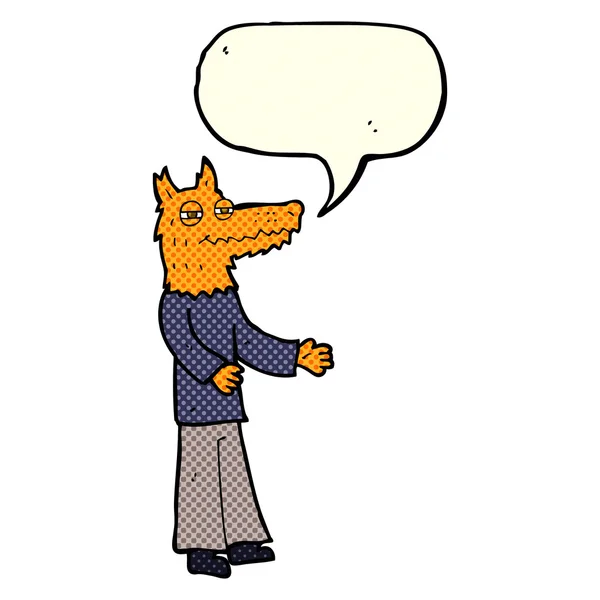 Cartoon fox man with speech bubble — Stock Vector