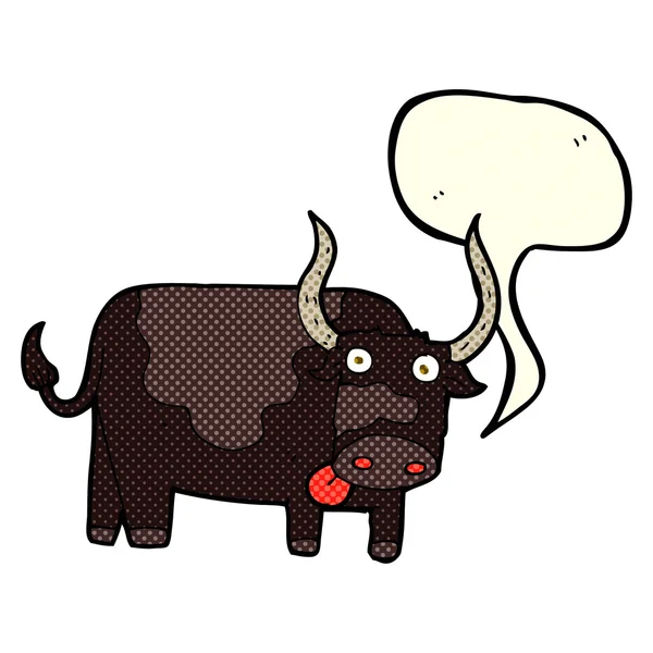 Cartoon bull with speech bubble — Stock Vector