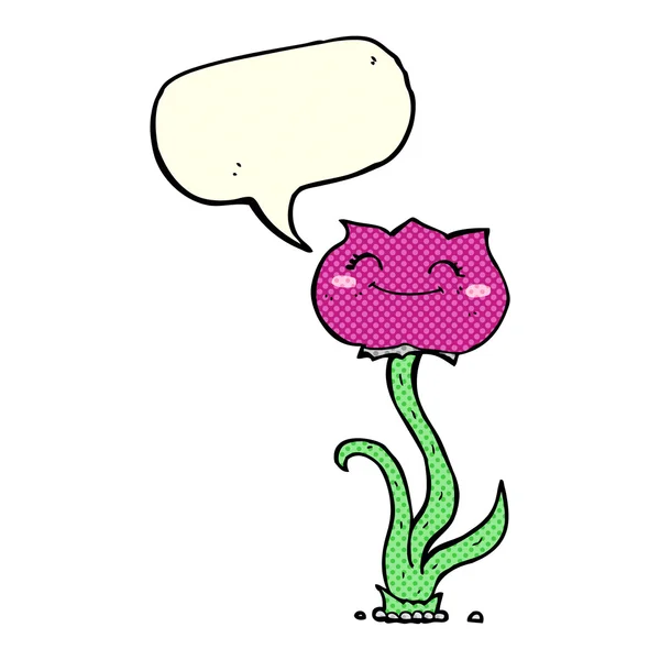 Cartoon Blume mit Sprechblase — Stockvektor