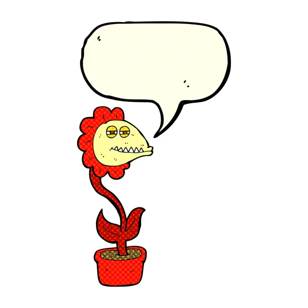 Cartoon Monster Blume mit Sprechblase — Stockvektor