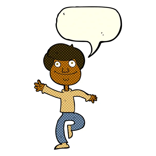 Cartoon tanzender Mann mit Sprechblase — Stockvektor