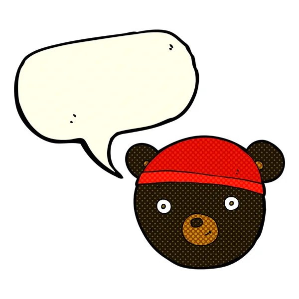 Cartoon black bear face with speech bubble — Stock Vector