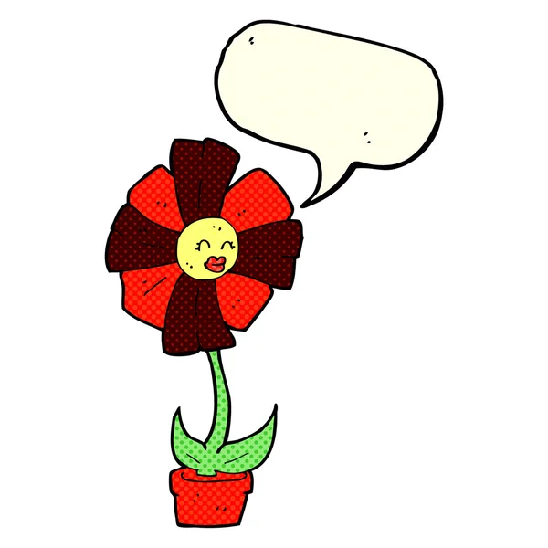 Flor de desenho animado com bolha de fala — Vetor de Stock