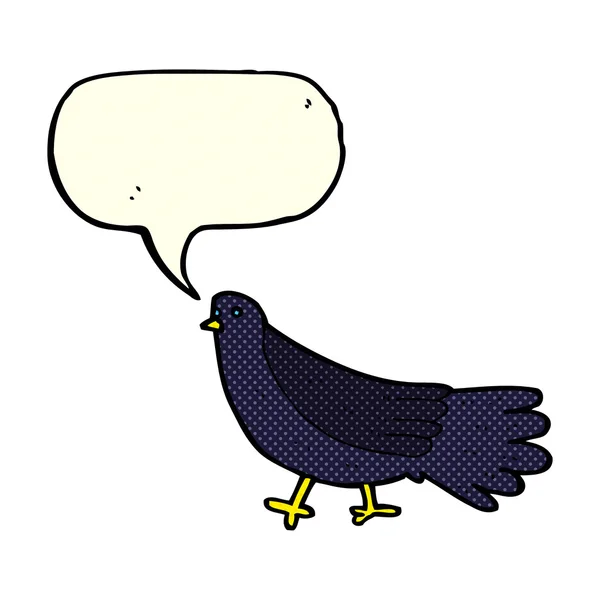 Pájaro de dibujos animados con burbuja del habla — Vector de stock