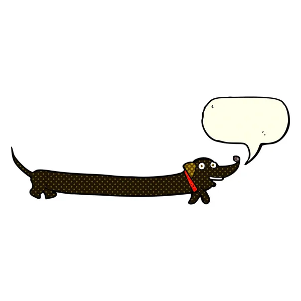 Desenho animado dachshund com bolha de fala — Vetor de Stock