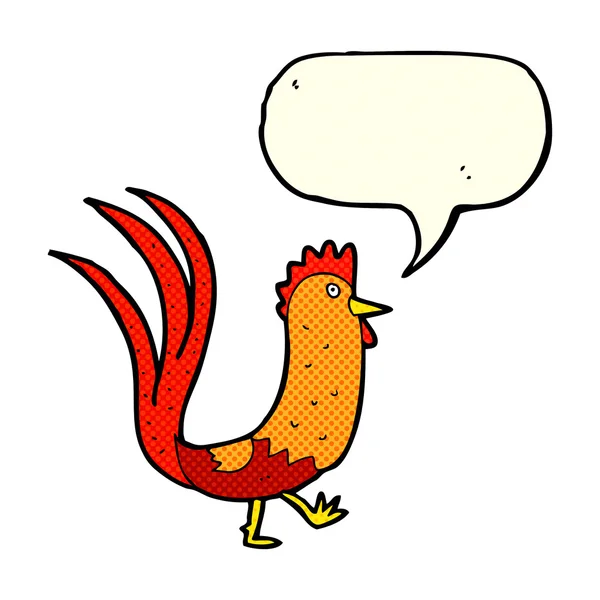 Gallo de dibujos animados con burbuja de habla — Vector de stock