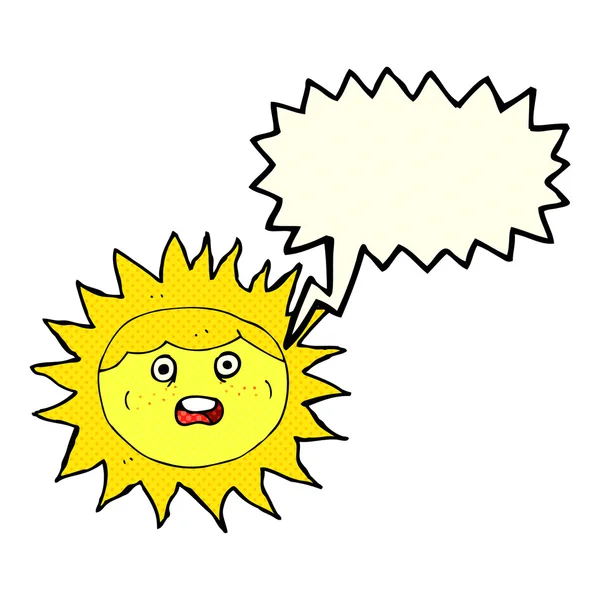 Sun cartoon character with speech bubble — Stock Vector