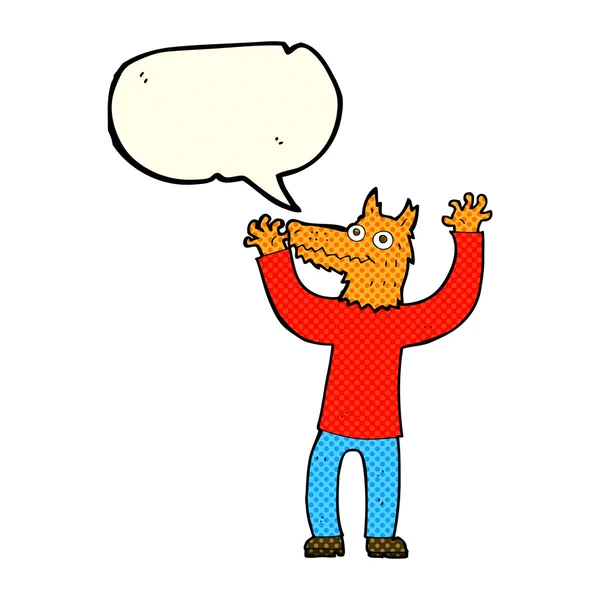 Hombre de zorro de dibujos animados con burbuja de habla — Archivo Imágenes Vectoriales
