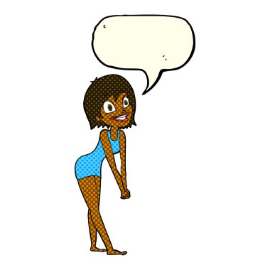 çizgi film heyecanlı kadın ile konuşma balonu