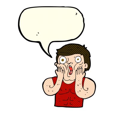 karikatür şok edici konuşma balonuyla jimnastikçi