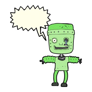 Konuşma baloncuklu çizgi film robotu