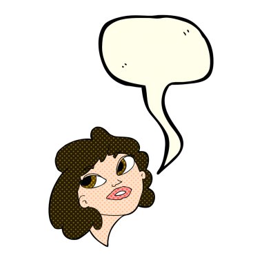 çizgi film mutlu kadın konuşma balonu ile