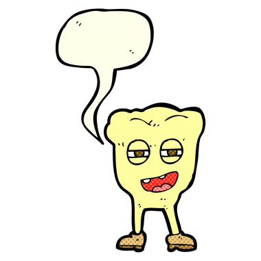 çizgi film çürük diş karakteri ile konuşma balonu