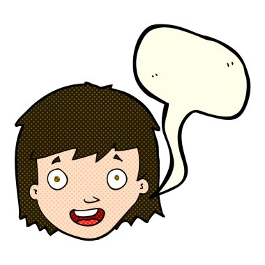 çizgi film mutlu kadın yüzü ile konuşma kabarcığı