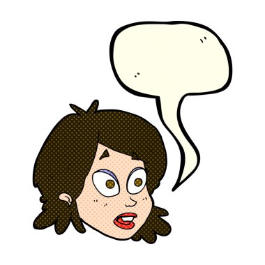 Konuşma baloncuğu ile şaşırmış kadın yüzü