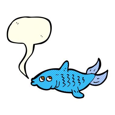 Konuşma baloncuklu çizgi film balığı