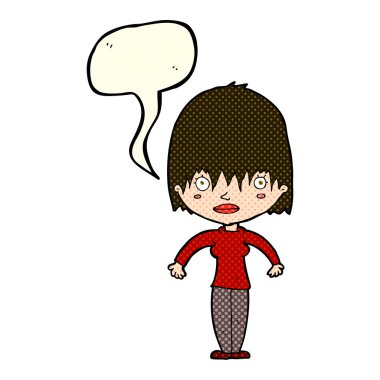 çizgi film kadın konuşma balonu ile bakıyor