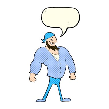 Konuşma baloncuğu olan erkek bir denizci.