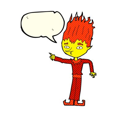 ateş ruhu karikatür konuşma balonu ile