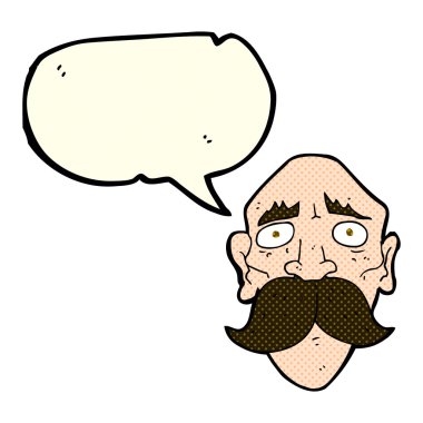karikatür üzgün yaşlı adam konuşma balonu ile