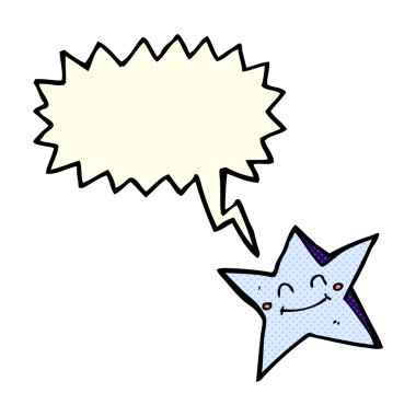 Konuşma balonlu mutlu yıldız karakteri
