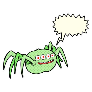 Konuşma baloncuklu ürkünç örümcek.